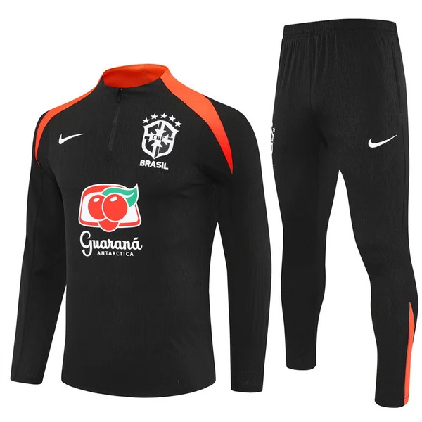 Brasilien Trainingsanzug Kinder 2025-26 - 1-4 Zip Schwarz Brasilien Trainingsanzug Kinder 2025-26 - 1-4 Zip Schwarz