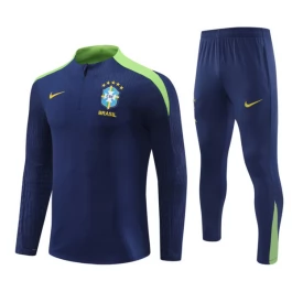 Brasilien Trainingsanzüge Kinder 2024-25 - 1-4 Zip Marineblau