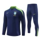 Brasilien Trainingsanzüge Kinder 2024-25 - 1-4 Zip Marineblau