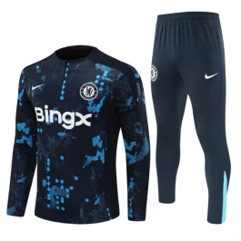 Chelsea Trainingsanzüge Kinder 2024-25 - 1-4 Zip Schwarz Blau