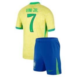 Copa América 2024 Brasilien Vini Jr. 7 Heimtrikot Kinder Günstige Fußballtrikots