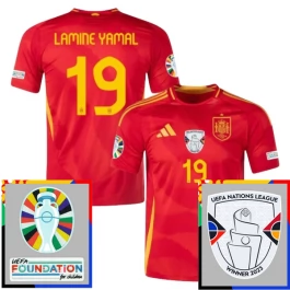 EM 2024 Spanien Lamine Yamal 19 Heimtrikot Günstige Fußballtrikots Patch