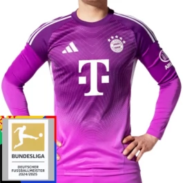 FC Bayern München Torwart Heimtrikot Purple Bundesliga Champions Patch 2025-2026 L/S Günstige Fußballtrikots