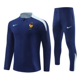 Frankreich Trainingsanzüge Kinder 2024-25 - 1-4 Zip Marineblau