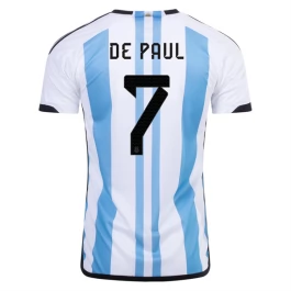 Fußballtrikots WM 2022 Argentinien De Paul 7 Heimtrikot