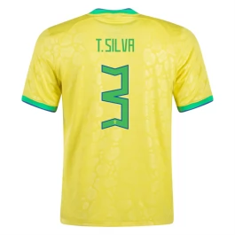 Fußballtrikots WM 2022 Brasilien T. Silva 3 Heimtrikot
