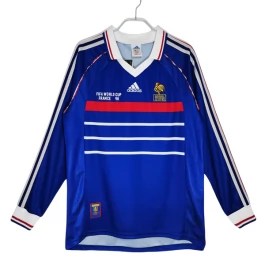 Günstige Fußballtrikots Frankreich Heimtrikot Retro 1998 - L/S