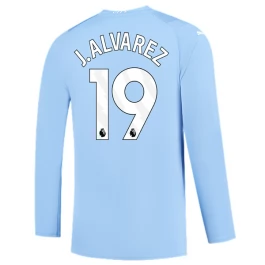 Günstige Fußballtrikots Manchester City J. Alvarez 19 Heimtrikot 2023-2024 - L/S