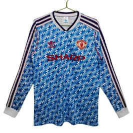 Günstige Fußballtrikots Manchester United Auswärtstrikot Retro 1990-1992 - L/S