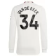 Günstige Fußballtrikots Manchester United Van De Beek 34 Ausweichtrikot 2023-2024 - L/S