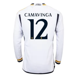 Günstige Fußballtrikots Real Madrid Camavinga 12 Heimtrikot 2023-2024 - L/S