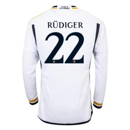 Günstige Fußballtrikots Real Madrid Rudiger 22 Heimtrikot 2023-2024 - L/S