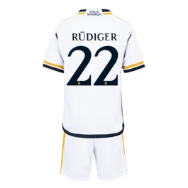 Günstige Fußballtrikots Real Madrid Rudiger 22 Heimtrikot Kinder 2023-2024