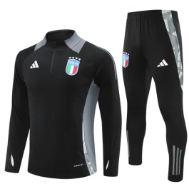 Italien Trainingsanzüge Kinder 2024-25 - 1-4 Zip Schwarz