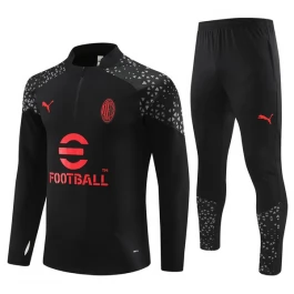 Kinder AC Milan Trainingsanzüge 2023-24 - 1-4 Zip Schwarz