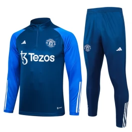 Kinder Manchester United Trainingsanzüge 2023-24 - 1-4 Zip Blau