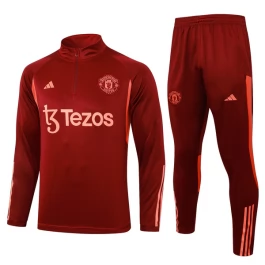 Kinder Manchester United Trainingsanzüge 2023-24 - 1-4 Zip Dark Rot