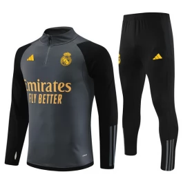 Kinder Real Madrid Trainingsanzüge 2023-24 - 1-4 Zip Grau
