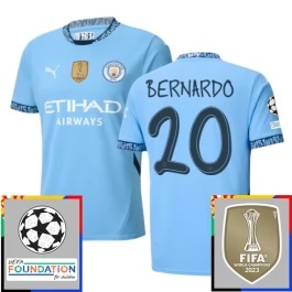 Manchester City Bernardo 20 Heimtrikot Champions League With Patch 2024-2025 Günstige Fußballtrikots