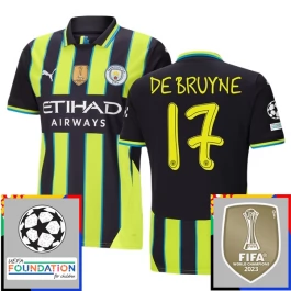 Manchester City De Bruyne 17 Auswärtstrikot Champions League With Patch 2024-2025 Günstige Fußballtrikots