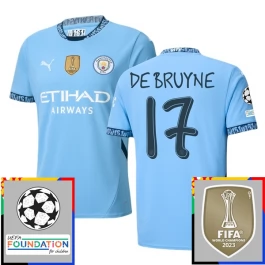 Manchester City De Bruyne 17 Heimtrikot Champions League With Patch 2024-2025 Günstige Fußballtrikots
