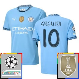 Manchester City Grealish 10 Heimtrikot Champions League With Patch 2024-2025 Günstige Fußballtrikots
