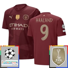 Manchester City Haaland 9 Ausweichtrikot Champions League With Patch 2024-2025 Günstige Fußballtrikots