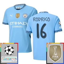 Manchester City Rodrigo 16 Heimtrikot Champions League With Patch 2024-2025 Günstige Fußballtrikots