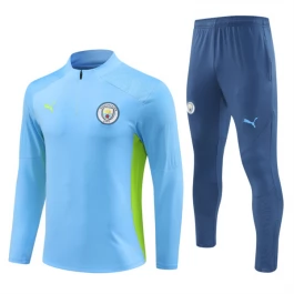 Manchester City Trainingsanzüge Kinder 2024-25 - 1-4 Zip Blau Grün