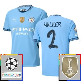 Manchester City Walker 2 Heimtrikot Champions League With Patch 2024-2025 Günstige Fußballtrikots