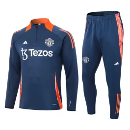 Manchester United Trainingsanzüge 2024-25 - 1-4 Zip Marineblau Orange