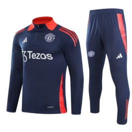 Manchester United Trainingsanzüge 2024-25 - 1-4 Zip Marineblau Rot