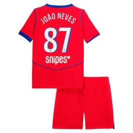 Paris Saint Germain João Neves 87 Ausweichtrikot Kinder 2025-2026 Günstige Fußballtrikots