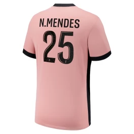 Paris Saint Germain N.Mendes 25 Ausweichtrikot 2024-2025 Günstige Fußballtrikots