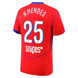 Paris Saint Germain N.Mendes 25 Ausweichtrikot 2025-2026 Günstige Fußballtrikots