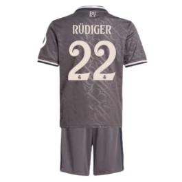Real Madrid Rüdiger 22 Ausweichtrikot Kinder 2024-2025 Günstige Fußballtrikots