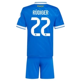 Real Madrid Rüdiger 22 Ausweichtrikot Kinder 2025-2026 Günstige Fußballtrikots