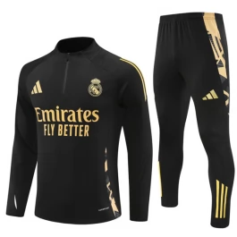 Real Madrid Trainingsanzüge Kinder 2024-25 - 1-4 Zip Schwarz Gold